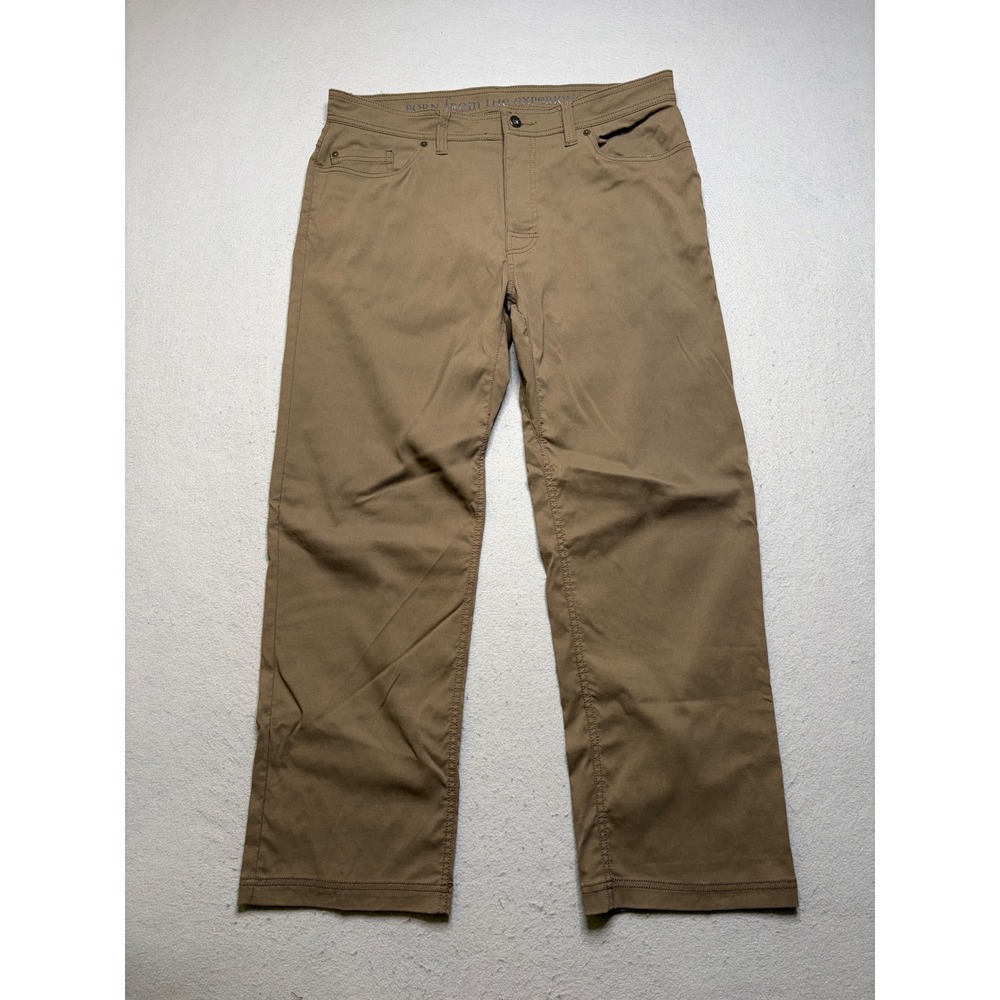 Prana Zion Slim Fit Pants Mens 36 Brown Stretch Performance Outdoor Hiking O32